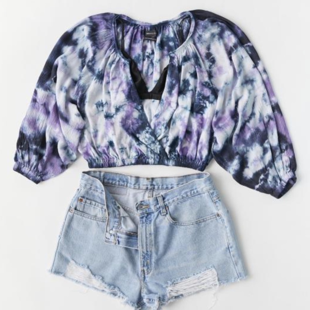 Urban Outfitters Storm Surplice Tie Dye Cropped Top